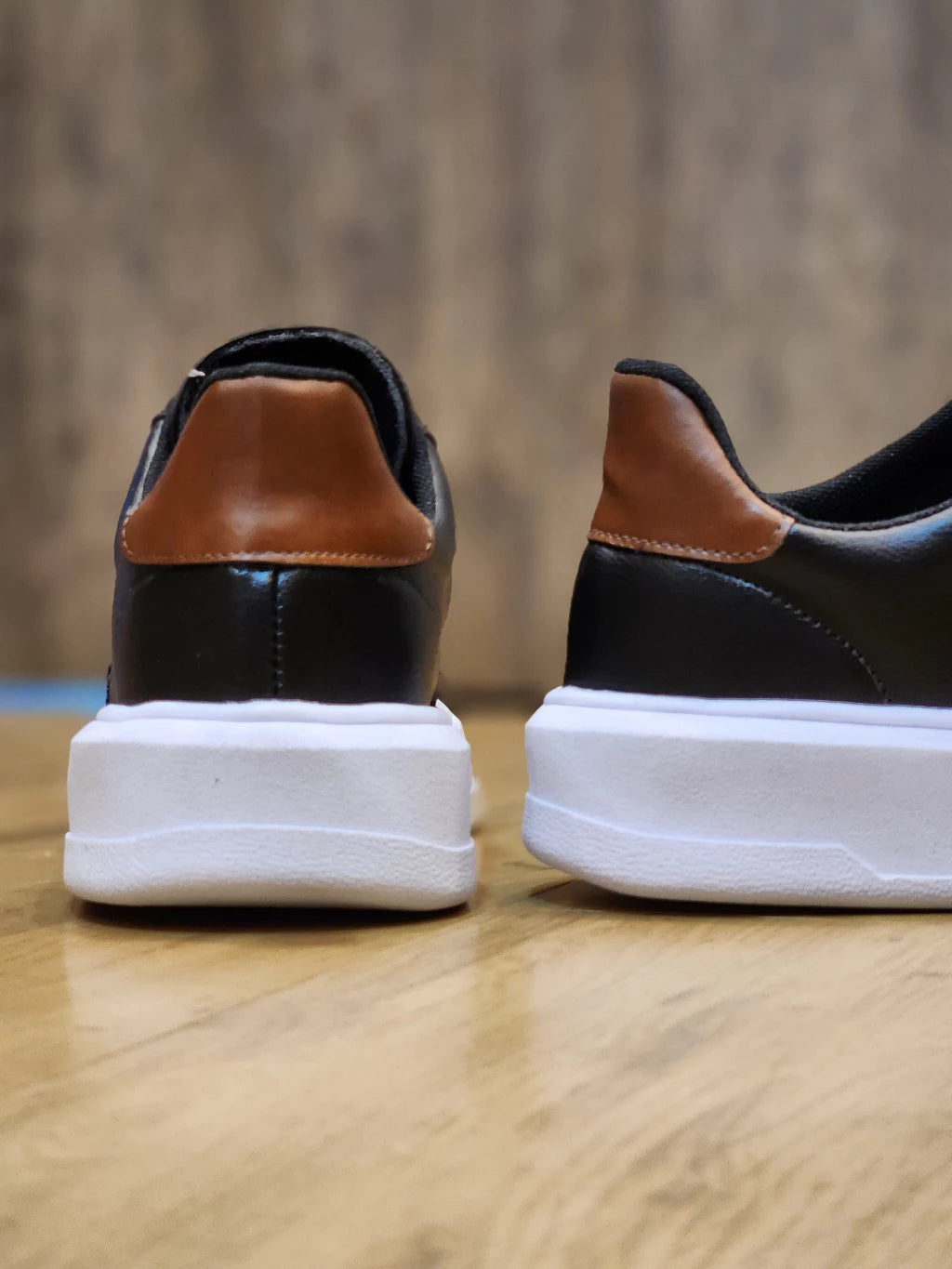 Tênis Masculino Sola Alta Casual Social Plataforma Preto Minimalista