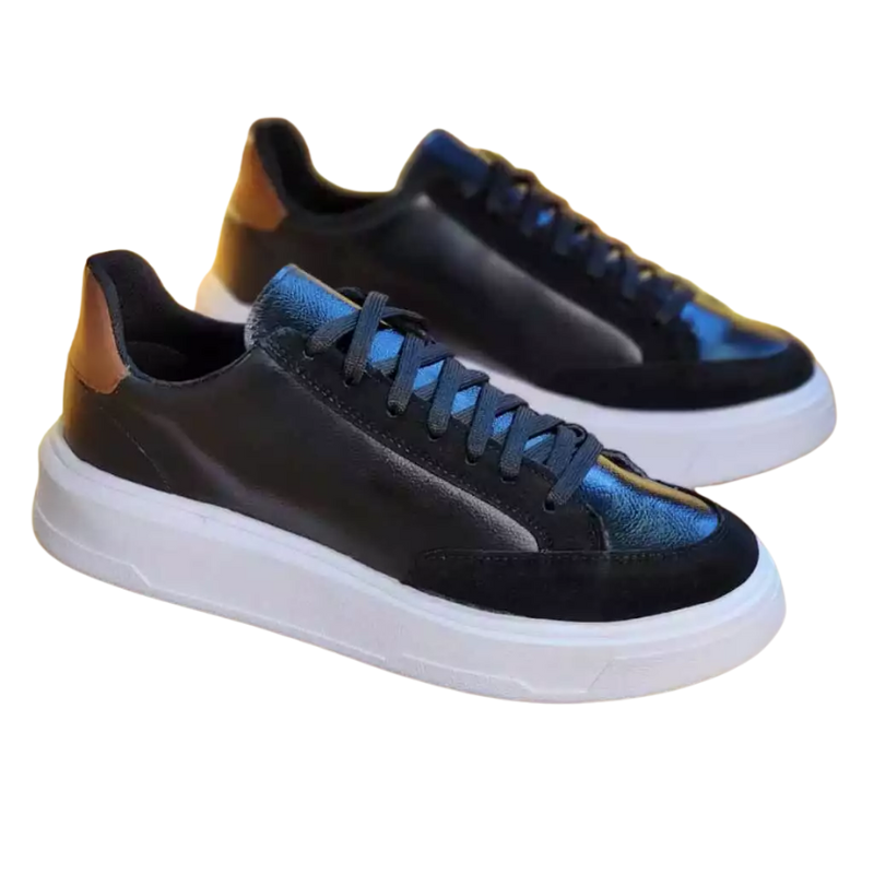 Tênis Masculino Sola Alta Casual Social Plataforma Preto Minimalista