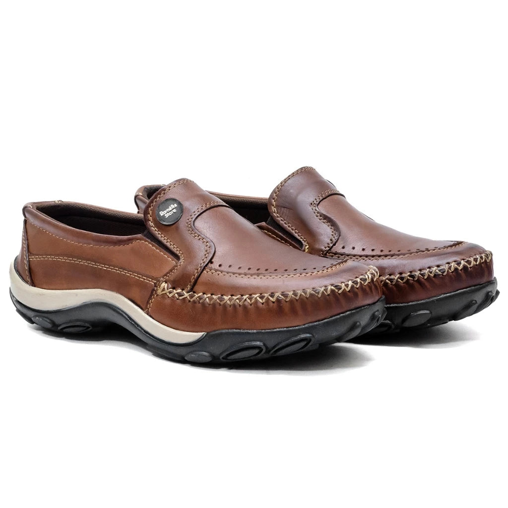 Sapatilha Mocassim Masculina todo em Couro Legítimo Havana
