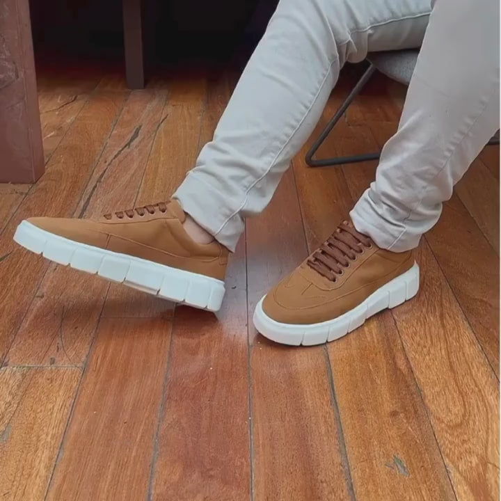 Tenis Oversized Sola Alta Sneaker Masculino Casual Camurça